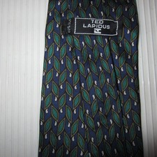 TED LAPIDUS Men's 100%  Silk Nevktie LUXURY Tie Blue Green W:3.7"