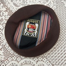 Vintage BASQUE French BERET 100% Wool MADE in FRANCE BROWN Size 6-3/4 UNISEX