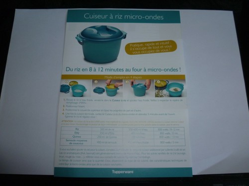 Tupperware neuve fiche - fiche, du