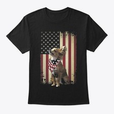 Chihuahua American Flag Patriotic 4th Of T-Shirt Made in the USA Size S to 5XL