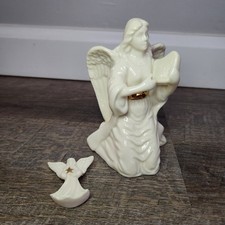 Lenox Christmas Ange Figurel With Harp & Broach Pin Porcelain Holiday Decor
