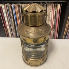 vtg ANKERLICHT Brass Lantern 9" NAUTICAL Maritime GLASS Kerosene Decor antique