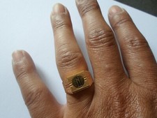 bague en plaqué or, chevalière, lettre N, t. 56