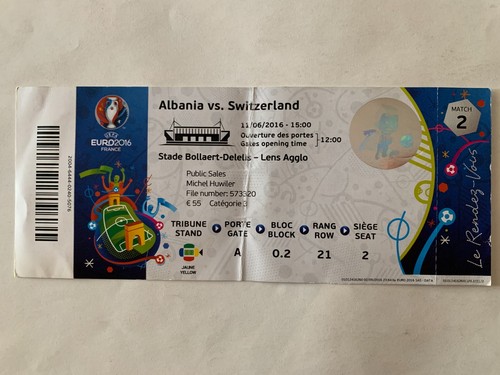 Ticket match uefa - euro, 2016