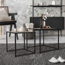 Lot 2x tables d'appoint chêne