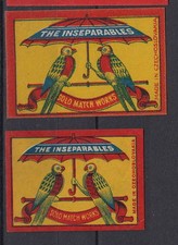 Old Match Tag Czechoslovakia AC6 The Inseparable Birds 