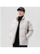 Blouson D'Aviateur Duvet Sintetique Mode Homme Beige Zip Poches 11310