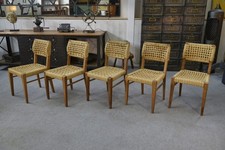 Set of 6 Woven Rope Chairs by Adrien AUDOUX & Frida MINET 1940's