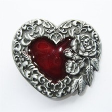 Western Rose Red Enamel Belt Buckle Gurtelschnalle Boucle de ceinture