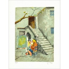 VIKO Victor - Lithographie originale "L'escalier" 64x49cm