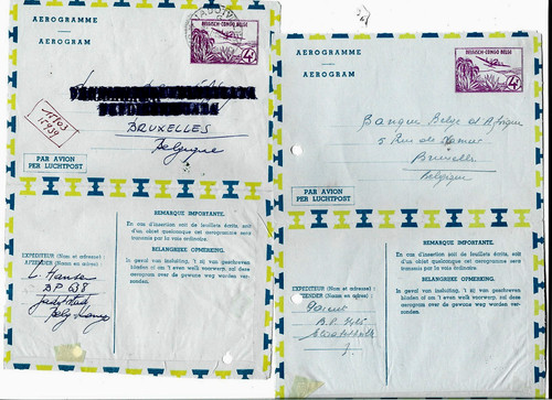 Congo belge 2 aérogrammes - belge, :