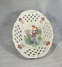 Petre A Baudour Decorative Porcelain Dish Bowl Greek Maiden Flowers Meadow Scene