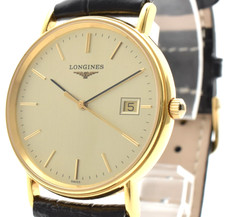 Vintage! [Near MINT] Longines Grand Classic L4.720.2 Gold Date Qz Men's JAPAN