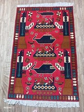 Authentic Handwoven Afghani War Rug - 5.18 x 3.41 ft - Vintage Tribal Wool Carpe