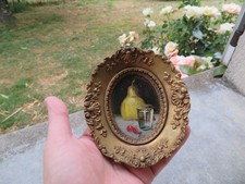 painting painting on panel still life fruit on table signed