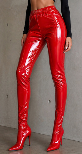 Legging vinyl rouge - legging, vif