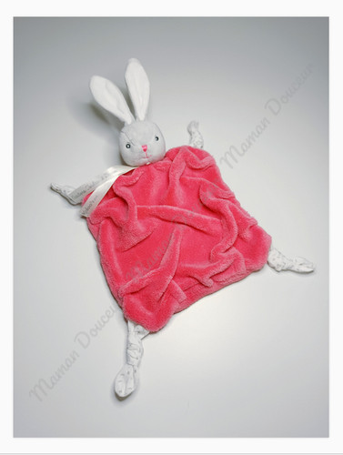 Doudou plat carré lapin - lapin, gris