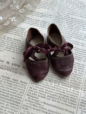 Shoes size 9 Bordeaux trademark boot for doll antique twin