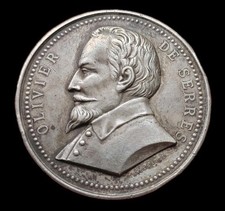 Médaille " Agricole" en argent , Olivier De Serres ! 36. 9grs