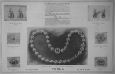 PRESS ADVERTISEMENT 1908 NECKLACE BEADS TECLA CLASP RUBY AND SHINY RING