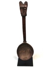 African Tribal Art - Zoomorphic Baoulé Spoon with Custom Base - 38 Cms