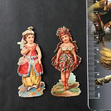 2 Chromos Anciens Personnages Gaufrés XIXè Découpi Victorian Scrap Glanzbild