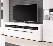 Meuble Bas "Tulsa" Pour TV MDF Blanc Brillant 160Cm