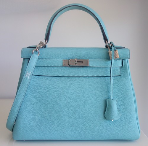 Sac hermes kelly bleu atoll - bleu,
