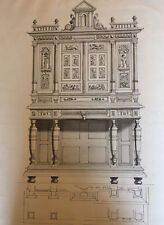 Tres Beau Large Original Drawing Furniture XVI On Lavis Ink Paper