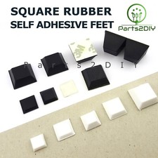 Square SELF ADHESIVE RUBBER FEET 3M Sticky Stick Glue SMALL LARGE Black White UK