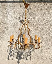 Antique Gilded Bronze and Cut Crystal Tassel Chandelier - H70 Pendant Lamp