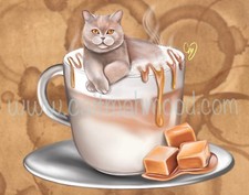 Cats And Coffee | British Shorthair Art | Cat Themed Gifts | 11x14 Art Print