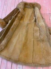 Vintage Real Shearling Long Coat Mouton 110cm Length 46cm Chest 40cm Sleeve