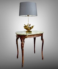 TABLE DE SALON EN NOYER AVEC DESSUS MARBRE VERT DE MER  STYLE LA BELLE EPOQUE