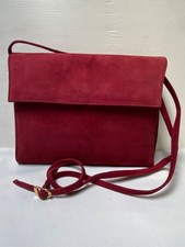 Sac pochette MINELLI besace cuir daim velours bordeaux Vintage 80s