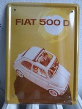TOLE METAL FIAT 500 D 15 X 21 CMS NON PLAQUE EMAILLEE ANCIENNE