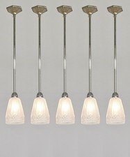 French 1930 Art Deco Pendant light by Hettier et Vincent  & Hanots - 5 Available