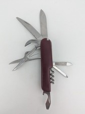 Red multifunction knife, tools, 8 functions, knife