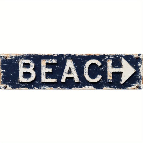 Vintage tin beach sign - tin,