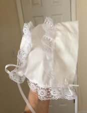 New handmade white & lace baby Girls bonnets 0-6 mo.