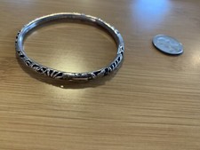 VINTAGE ANTIQUE CHINESE EXPORT ASIAN STERLING SILVER CUT OUT LOTUS BRACELET