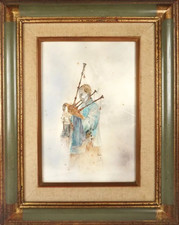 Bernard LOUEDIN (1938), "Le joueur de cornemuse", technique mixte