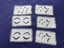 SIX MINI ANTIQUE DOILIES HOUSE DOLL EMBROIDERY RICHELIEU 1920