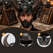 Casque adulte avec cornes médiéval pour soirée à thème, déguisement,