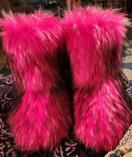  Winter Faux Fox Fur Boot Plush Warm Snow Boot Girls' Bottes Fashion Shoe Size10