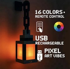 Lanterne Led Style Pixel Minecraft Lantern Cadeau Lampe Veilleuse Décoration