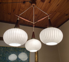 Suspension 3 feux teck verre