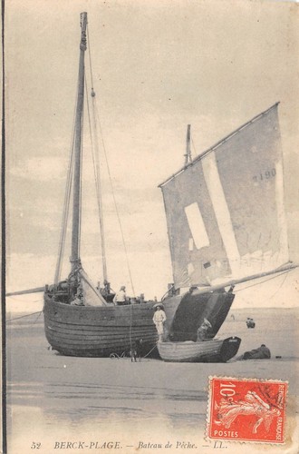 Cpa berck plage bateau de - cpa, 62