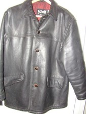 Nice Rare Vintage Schott American Crafted Car Coat Black Leather Jacket Size 44