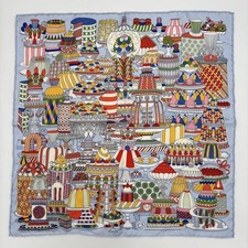 Hermes La Patisserie Francaise Gavroche Petit Carre 45 Silk Scarf 42cm x 42cm